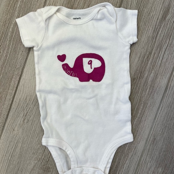 Baby elephant milestone onesies hand painted months 1-9 - Picture 12 of 13